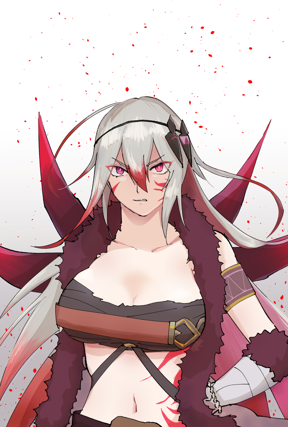 udukisigure, alexandra (grimms notes), grimms notes, 1girl, breasts, hand on own hip, large breasts, looking at viewer, red eyes, solo