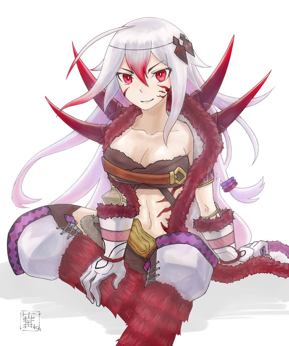 alexandra (grimms notes), grimms notes, 1girl, breasts, cleavage, kohaku kgrg, large breasts, sitting, solo
