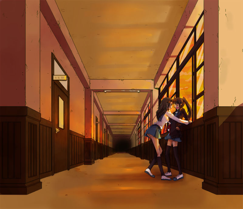 doku ta pepperko, koizumi itsuki, koizumi itsuki (female), kyon, kyonko, suzumiya haruhi no yuuutsu, gender request, 00s, 2girls, genderswap, multiple girls, ponytail, yuri