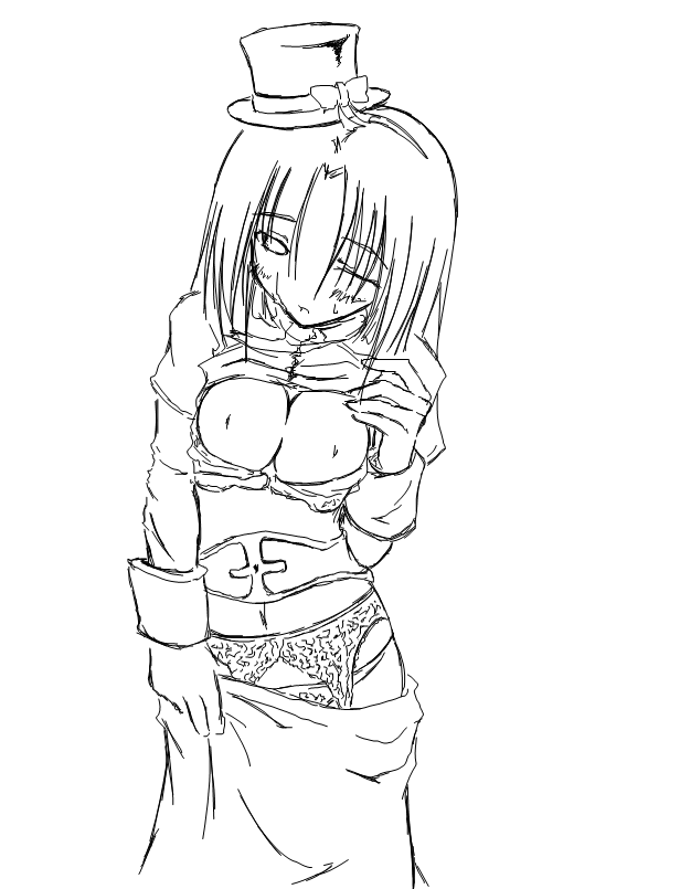 kaminagi (kaminagi-tei), acolyte (ragnarok online), ragnarok online, 1girl, female focus, greyscale, lingerie, monochrome, solo, thighhighs, underwear, undressing