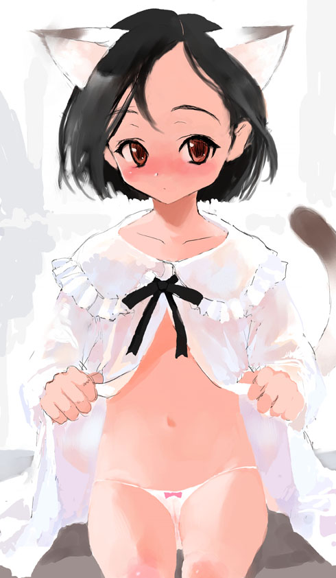 sasahara yuuki, copyright request, 1girl, animal ears, blush, cat ears, cat tail, female focus, loli, lowleg, lowleg panties, panties, solo, tail, underwear