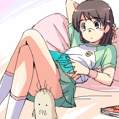 matsuzaki yutaka, hashimoto fumie, oyaji (dennou coil), dennou coil, visor, lowres, 00s, brown eyes, brown hair, glasses, long hair, oekaki, raglan sleeves, tinted eyewear