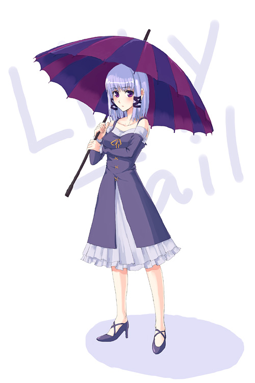unasaka ryou, tagme, 1girl, dress, female focus, solo, umbrella