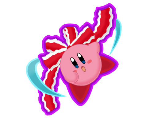 kagiyama hina, kirby, kirby (series), nintendo, touhou, crossover, female focus, no humans, parody, ribbon, simple background, solo, white background