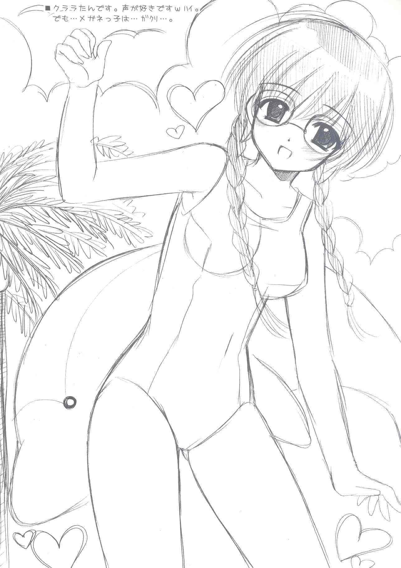 nishimata aoi, clala, quiz magic academy, highres, scan, 1girl, braid, dolphin, female focus, glasses, greyscale, heart, monochrome, one-piece swimsuit, sketch, solo, swimsuit, twin braids