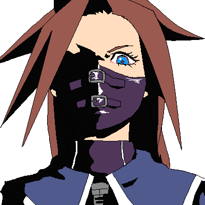 himezaki aoi, justice gakuen, moero! justice gakuen, lowres, blue eyes, mask, oekaki, solo