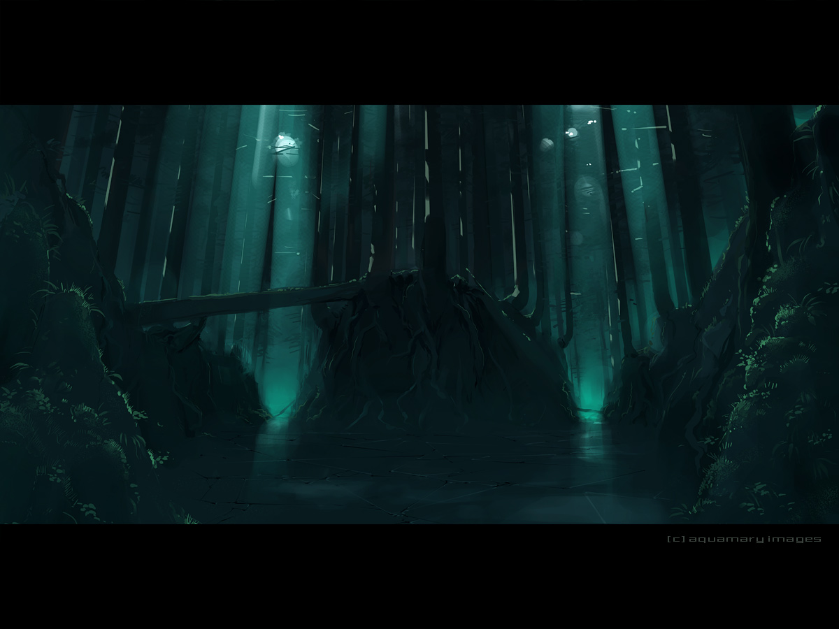 aquamary, original, light, dark, forest, ice, landscape, letterboxed, nature, night, no humans, river, scenery, shadow, tree