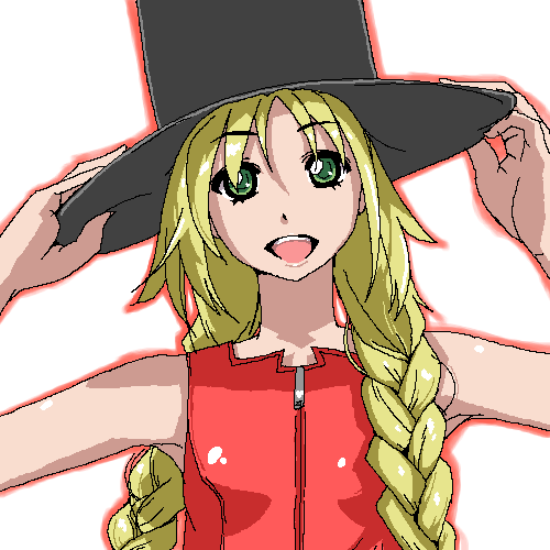 harriet bartholomew, argento soma, lowres, 00s, 1girl, blonde hair, braid, female focus, green eyes, hat, oekaki, simple background, solo, top hat, twin braids, white background