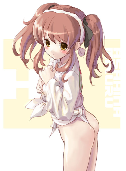 katahira masashi, asahina mikuru, suzumiya haruhi no yuuutsu, 00s, cowboy shot, fundoshi, hachimaki, hairband, happi, headband, japanese clothes, kimono, mizu happi, nejiri hachimaki, official alternate hairstyle, twintails