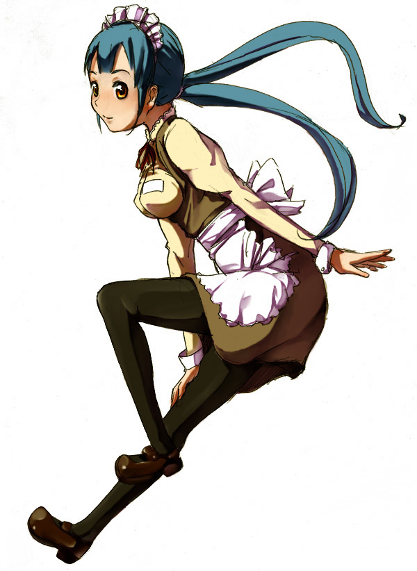 mishima hiroji, tagme, pantyhose, solo, thighhighs, twintails, waitress