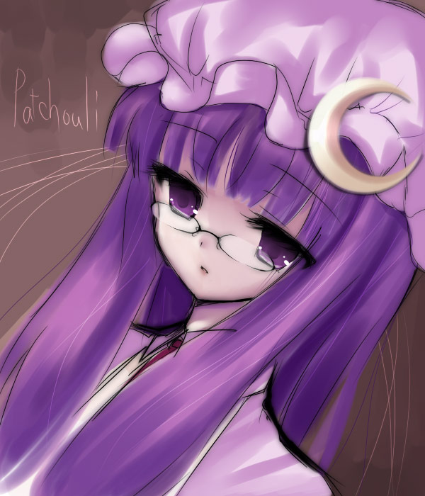 patchouli knowledge, touhou, 1girl, bespectacled, female focus, glasses, purple eyes, solo