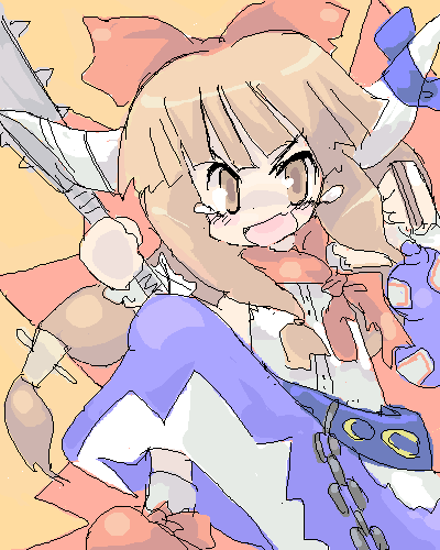 ibuki suika, touhou, lowres, 1girl, female focus, horns, oekaki, solo, tears