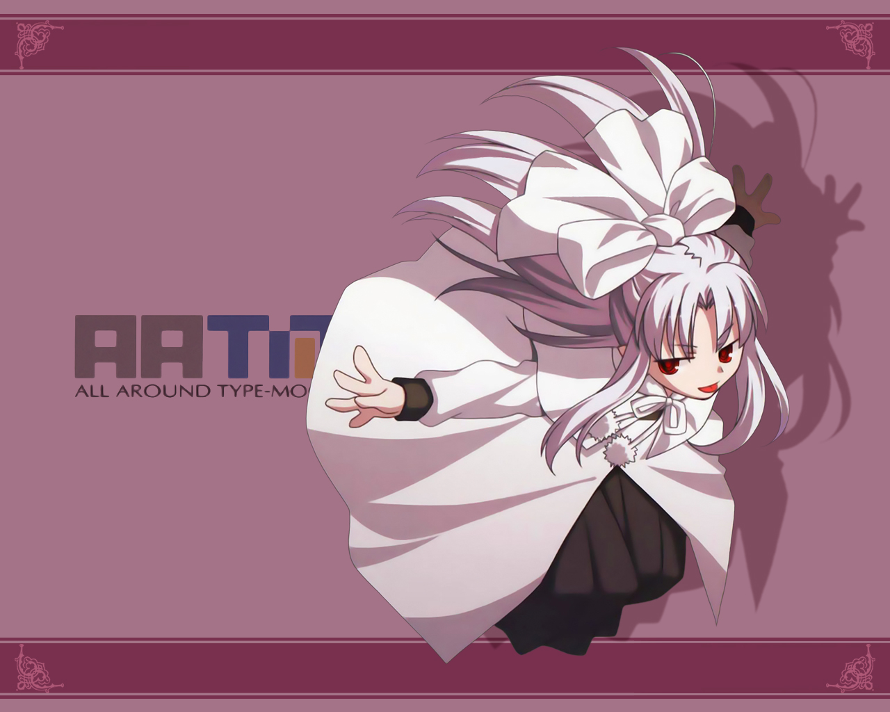 white len (tsukihime), melty blood, tsukihime, type-moon, 00s, albino, eternal loli, pointy ears, red eyes, solo, white hair