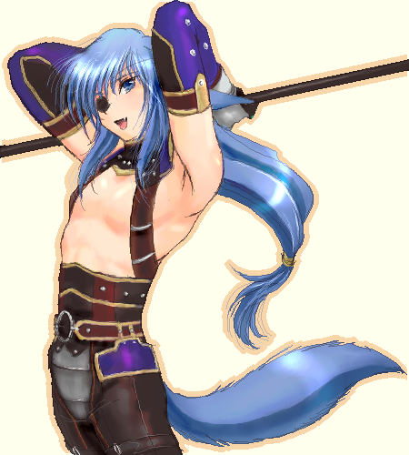 yagisaka seto, follower (yagisaka seto), thief (final fantasy), final fantasy, final fantasy xi, original, lowres, 00s, 1boy, animal ears, eyepatch, imageboard colors, male focus, oekaki, solo, tail