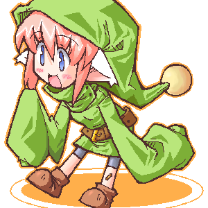 lowres, tagme, animal ears, elf, green hat, hat, oekaki, pointy ears, solo