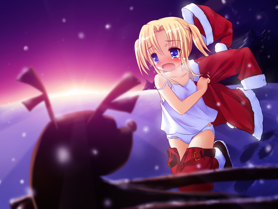 broiler, santa claus, original, camisole, christmas, lingerie, panties, solo, twintails, underwear