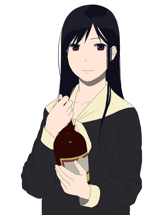 yoshitaka, ogasawara sachiko, maria-sama ga miteru, 00s, 1girl, black eyes, black hair, black serafuku, collarbone, female focus, long hair, looking at viewer, sailor collar, school uniform, serafuku, simple background, solo, white background