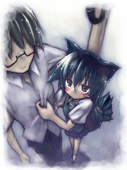 kuroya kei, original, tagme, animal ears, blush, cat ears, clothes grab, shirt grab