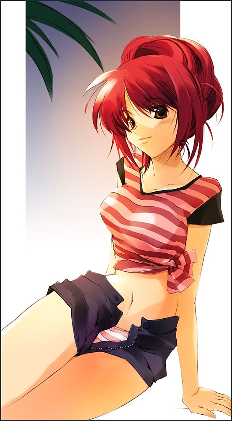 to heart (series), to heart 2, highres, tagme, panties, pantyshot, red hair, underwear, undressing