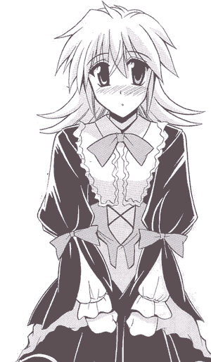katina tarask, banpresto, super robot wars, super robot wars original generation, 1girl, blush, bow, dress, female focus, frills, gothic lolita, greyscale, lolita fashion, monochrome, solo