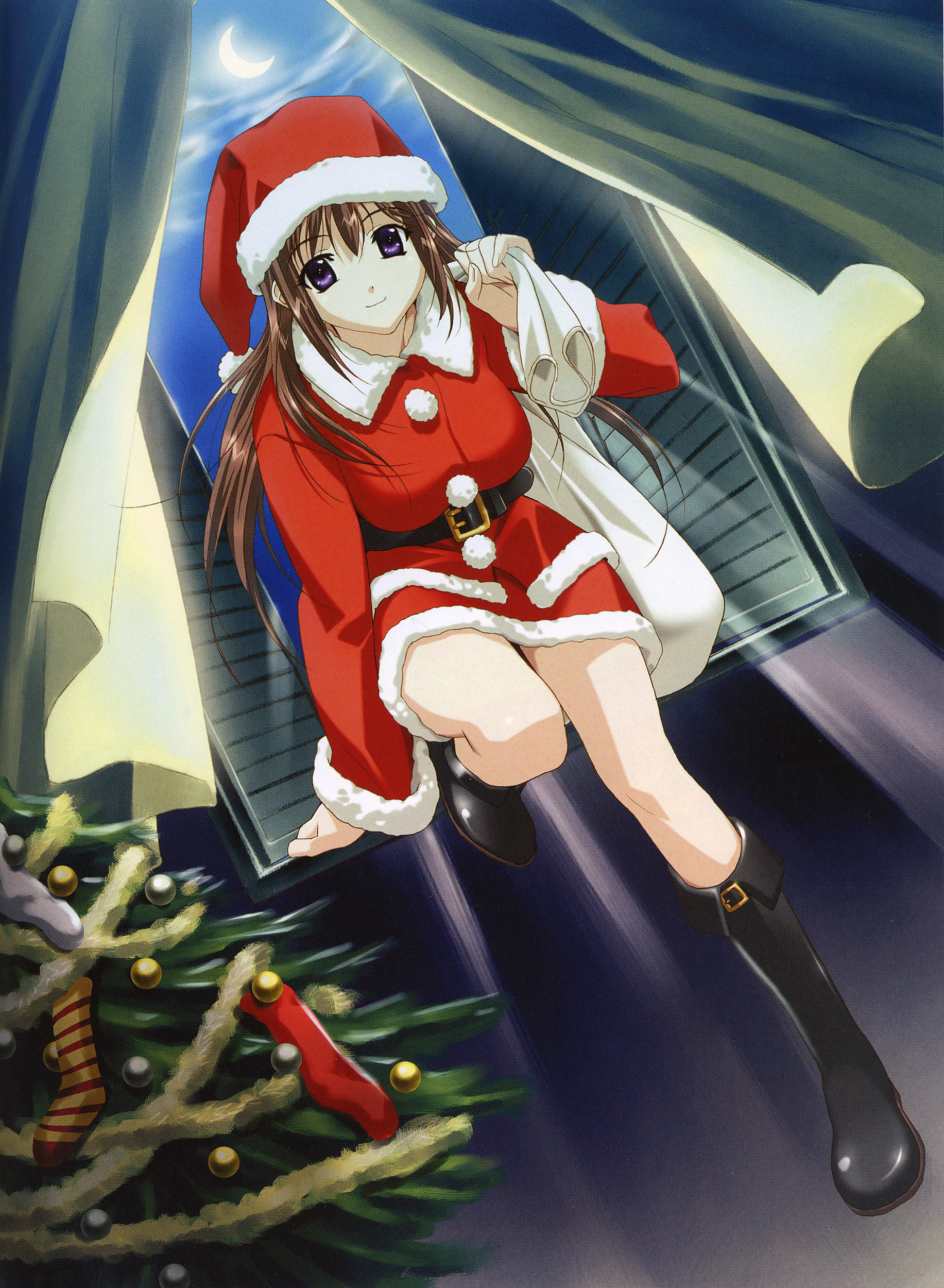 happoubi jin, absurdres, highres, scan, tagme, christmas, santa costume, solo