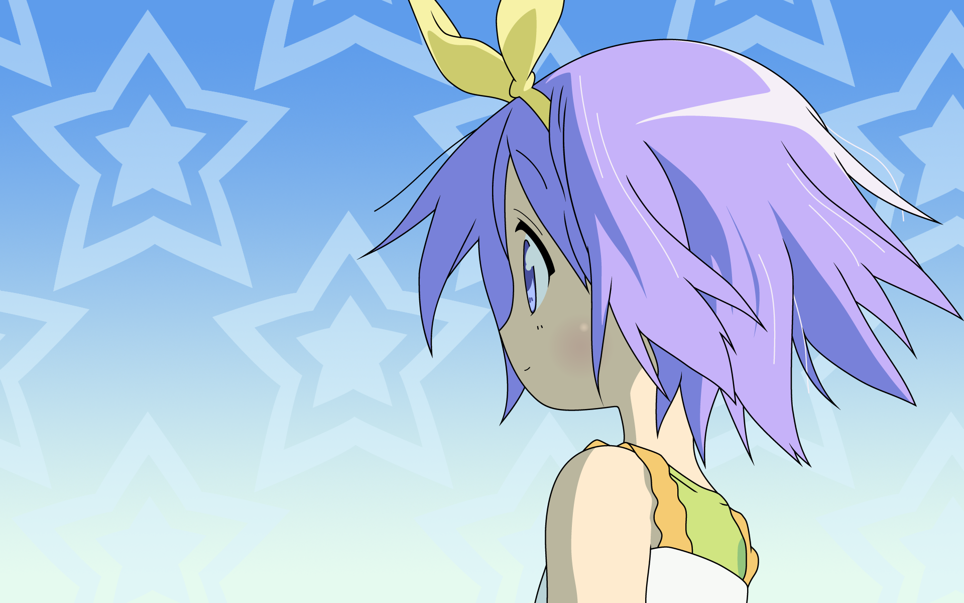 hiiragi tsukasa, lucky star, highres, tagme, 00s, ribbon, solo