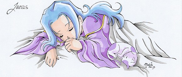 maevachan, alfador, janus zeal, chrono (series), chrono trigger, md5 mismatch, 1990s (style), 1boy, animal, blue hair, cat, closed eyes, full body, long hair, long sleeves, male focus, pajamas, retro artstyle, simple background, sleeping, solo, under covers, white background