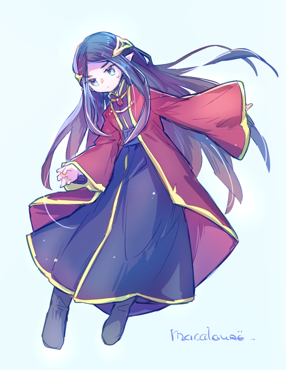 pixiv id 3305855, maglor, the silmarillion, tolkien's legendarium, 1boy, aqua background, aqua eyes, character name, circlet, elf, full body, gem, jewelry, long hair, male focus, pointy ears, robe, simple background, solo, sweat, sweatdrop