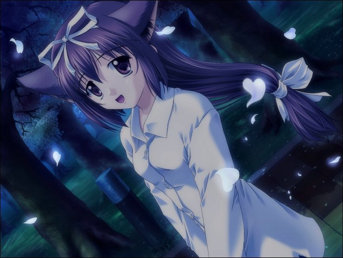 nanao naru, sagisawa yoriko, da capo, da capo i, game cg, 00s, 1girl, animal ears, dog ears, female focus, ribbon, school uniform, serafuku, solo