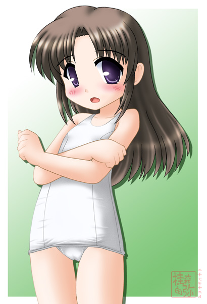 neopure, 1girl, female focus, one-piece swimsuit, school swimsuit, solo, swimsuit, white one-piece swimsuit, white school swimsuit