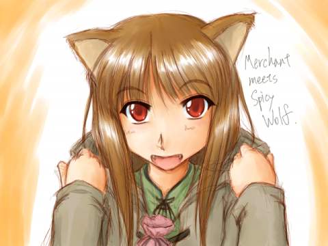 holo, spice and wolf, lowres, 00s, animal ears, fang, fangs, solo, wolf ears