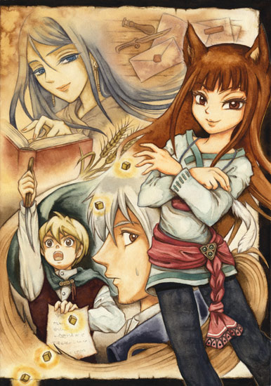 craft lawrence, holo, spice and wolf, 00s, animal ears, tail, wolf ears, wolf tail