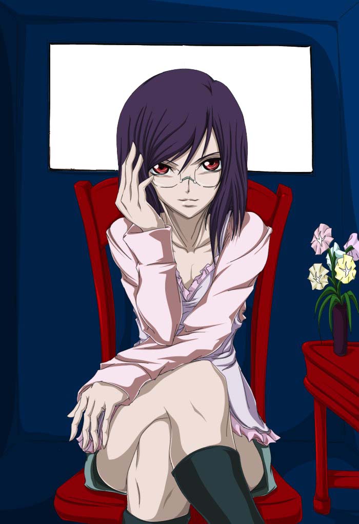 madhatter hello, tieria erde, gundam, gundam 00, 00s, 1boy, crossdressing, crossdressing (mtf), crossed legs, glasses, male focus, sitting, solo, trap