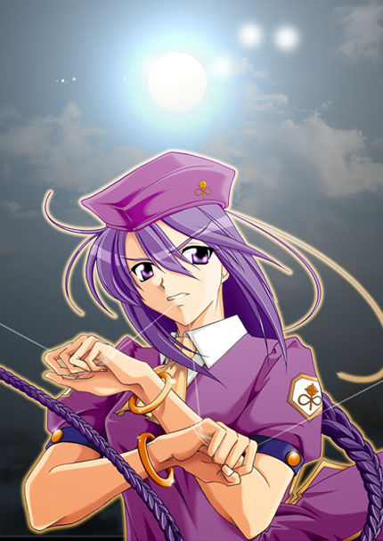 sion eltnam (type-moon), sion eltnam atlasia, melty blood, tsukihime, type-moon, 00s, bracelet, braid, jewelry, purple eyes, purple hair, solo