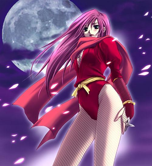 faris scherwiz, ninja (final fantasy), final fantasy, final fantasy v, 1990s (style), 1girl, female focus, leotard, ninja, purple hair, retro artstyle, solo