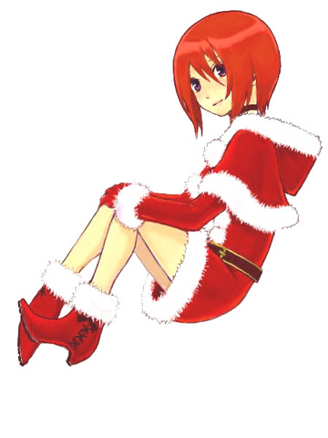 kairi (shery rakuura), kairi (kingdom hearts), kingdom hearts, kingdom hearts i, holiday, lowres, 1girl, christmas, female focus, high heels, red hair, santa costume, shoes, solo