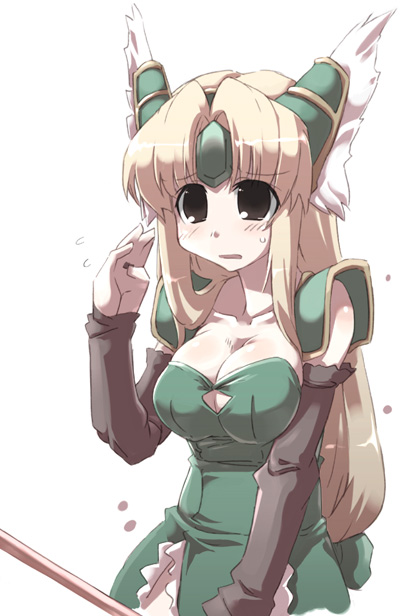 tokyo (great akuta), riesz, seiken densetsu, seiken densetsu 3, blush, breasts, huge breasts, large breasts, solo