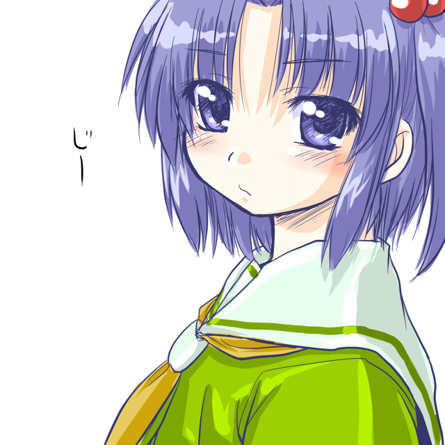 dd (ijigendd), 98se-tan, os-tan, blue eyes, blue hair, hair bobbles, hair ornament, school uniform, serafuku, solo