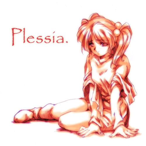 hisahiko, presia zenoskis, banpresto, super robot wars, super robot wars the lord of elemental, lowres, 1girl, arm support, boots, character name, closed mouth, dress, female focus, full body, full moon, hair bobbles, hair ornament, knee boots, long hair, long sleeves, looking at viewer, looking back, monochrome, moon, no socks, pink theme, side slit, sitting, smile, solo, thighs, twintails, yokozuwari