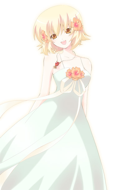 cagalli yula athha, gundam, gundam seed, 00s, blonde hair, dress, flower, jewelry, necklace, short hair, solo