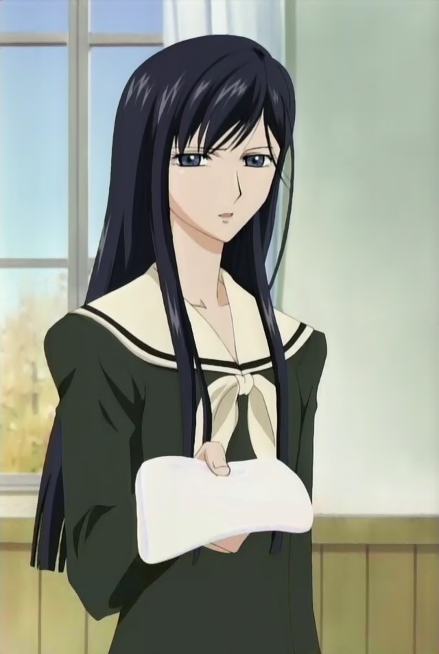 ogasawara sachiko, maria-sama ga miteru, anime screenshot, stitched, third-party edit, 00s, school uniform, serafuku, solo