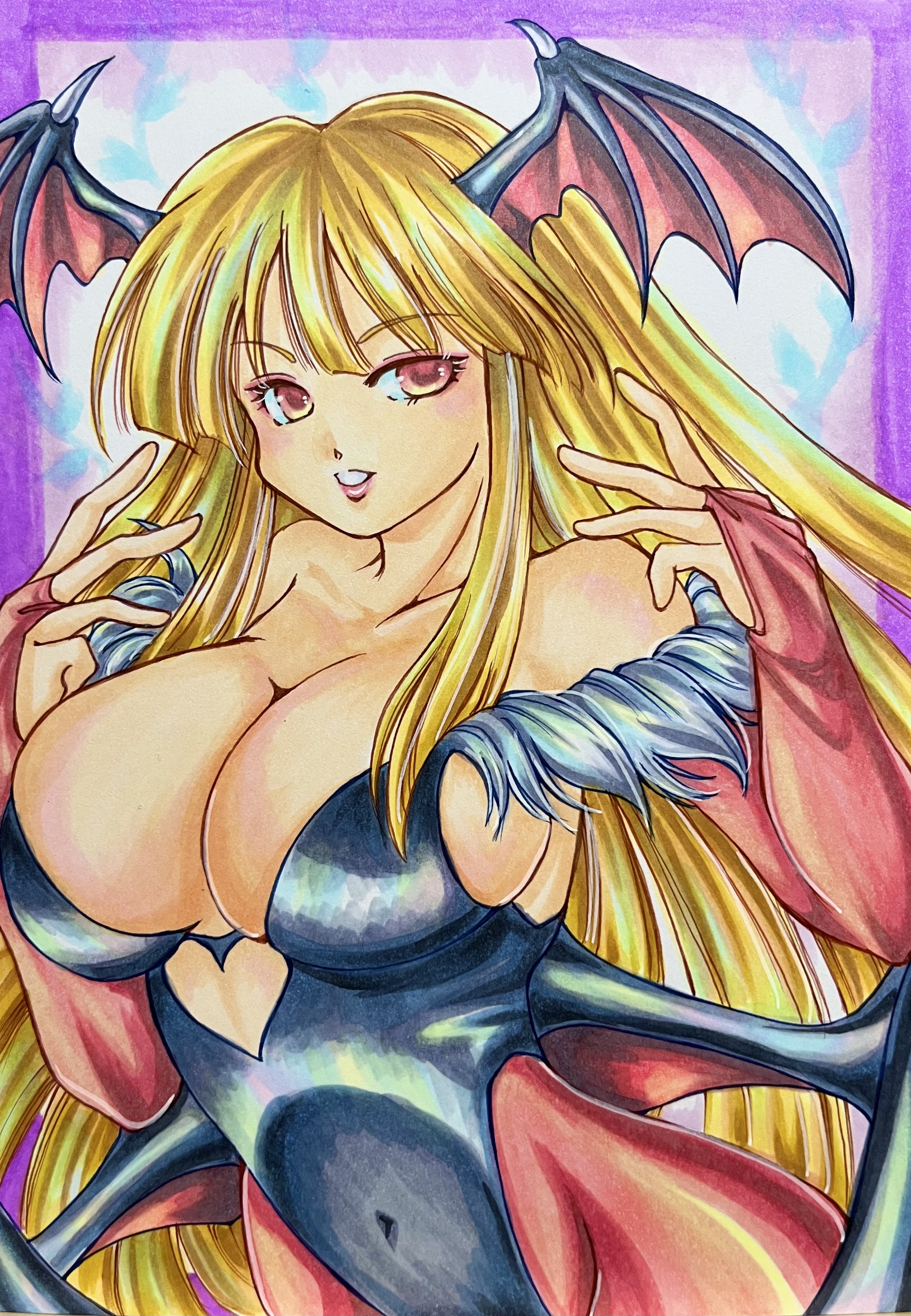 morrigan aensland, darkstalkers, 1girl, breasts, large breasts, long hair, solo