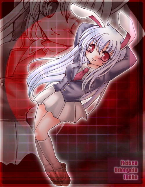 yoroi nau, reisen udongein inaba, touhou, 1girl, animal ears, female focus, full body, rabbit ears, solo, zoom layer