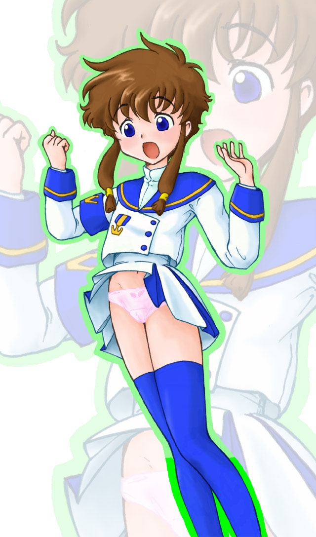 suzuhara misaki, angelic layer, 1girl, cameltoe, female focus, low-tied sidelocks, panties, school uniform, serafuku, short hair with long locks, sidelocks, solo, thighhighs, underwear