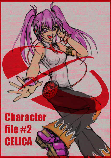 mizushiro celica, beatmania iidx, beatmania iidx 7th style, bemani, 1girl, armband, armlet, cd player, cd walkman, female focus, hair between eyes, headphones, jewelry, long hair, open mouth, pink shoes, purple eyes, purple hair, purple theme, shoes, solo, twintails