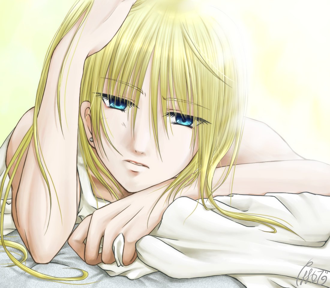 howl, howl pendragon, howl no ugoku shiro, studio ghibli, artist request, 00s, 1boy, blonde hair, blue eyes, earrings, jewelry, male focus, solo