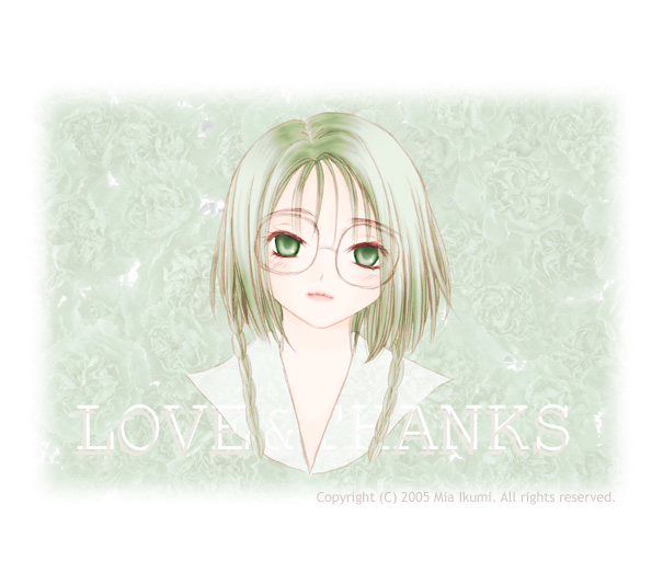 midorikawa lettuce, tokyo mew mew, 00s, 1girl, 2005, braid, female focus, glasses, green eyes, green hair, green theme, solo, twin braids