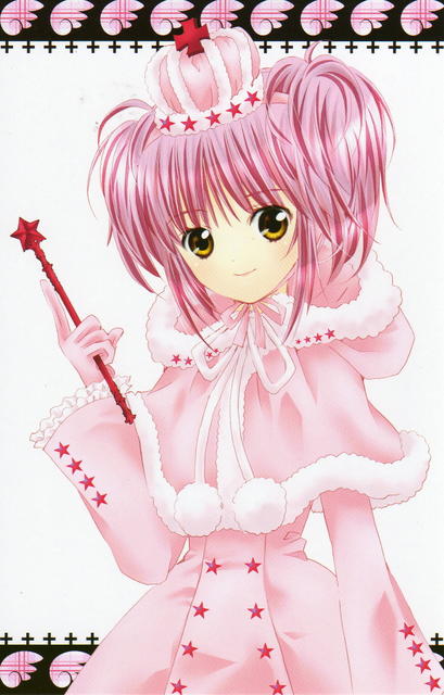 peach-pit, hinamori amu, shugo chara!, scan, dress, gloves, hat, pink hair, ribbon, short twintails, smile, solo, twintails, yellow eyes