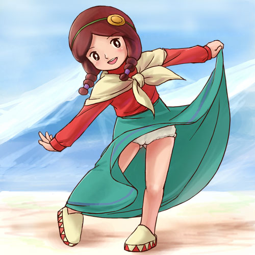 haruyama kazunori, kayna, pepe no bouken, pepero no bouken, lowres, 1girl, cameltoe, female focus, loli, panties, pantyshot, solo, underwear