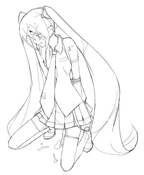 hatsune miku, vocaloid, 1girl, bdsm, bondage, bound, cum, female focus, greyscale, long hair, monochrome, rope, solo, thighhighs, twintails, very long hair